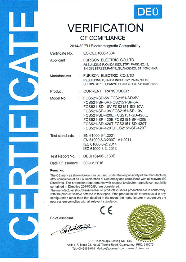 CE EMC CURRENT TRANSDUCER